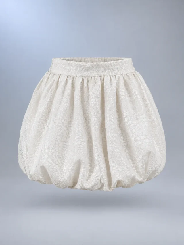 Cloud Bubble Skirt in Pearl White, front view