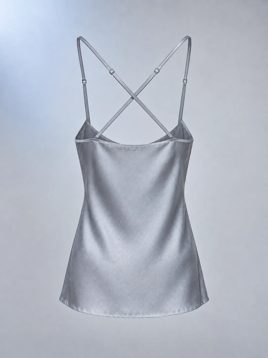 Cowl Satin Cami in Moon Grey, back view