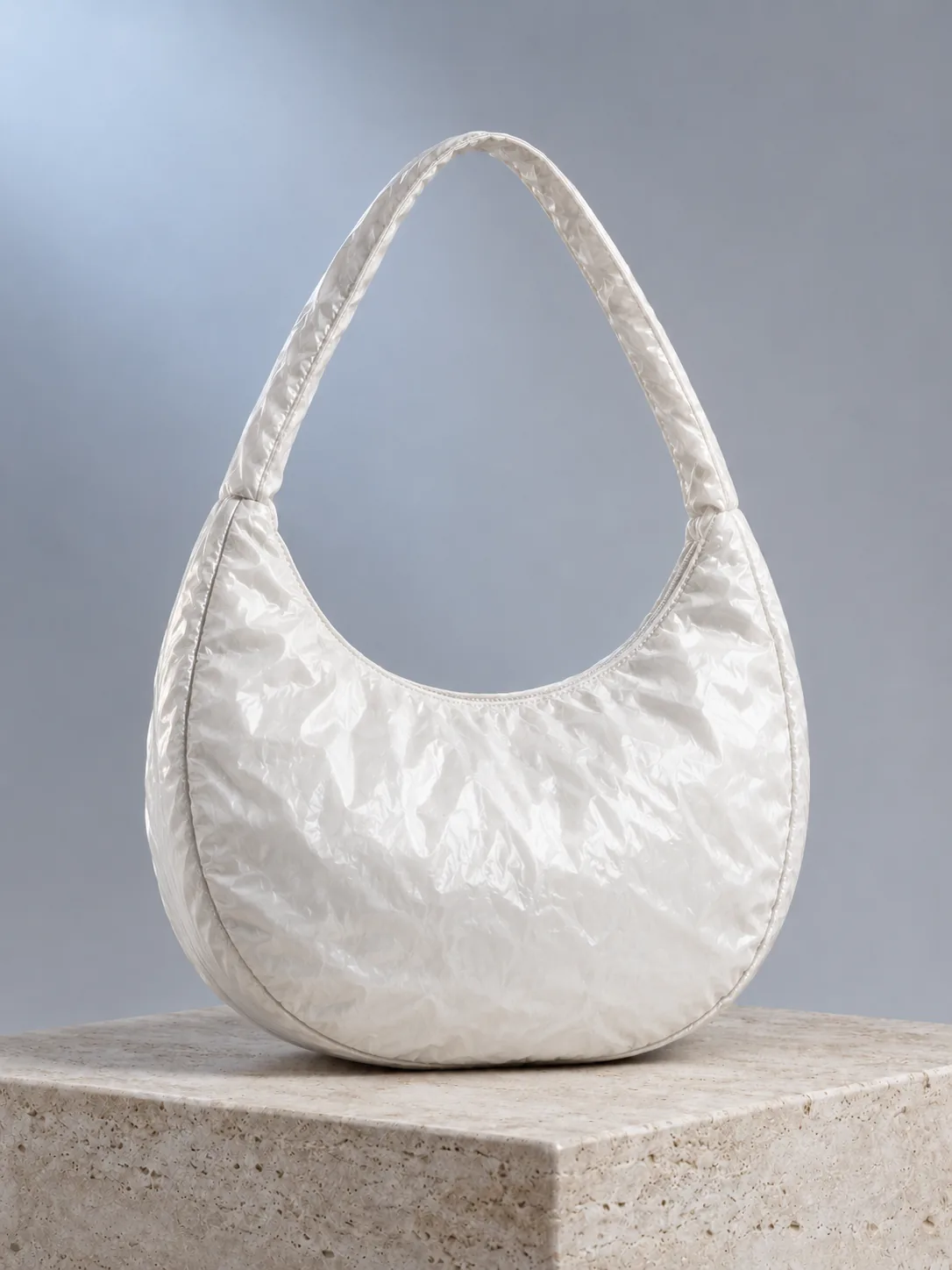 Crescent Crinkle Bag in Pearl, back view