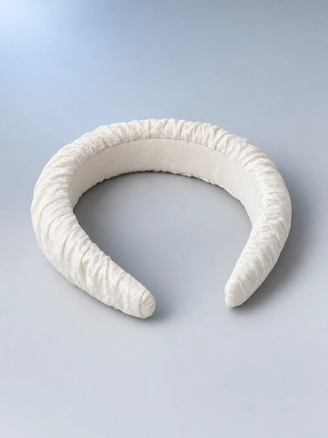 Crinkle Padded Headband in Pearl, back view