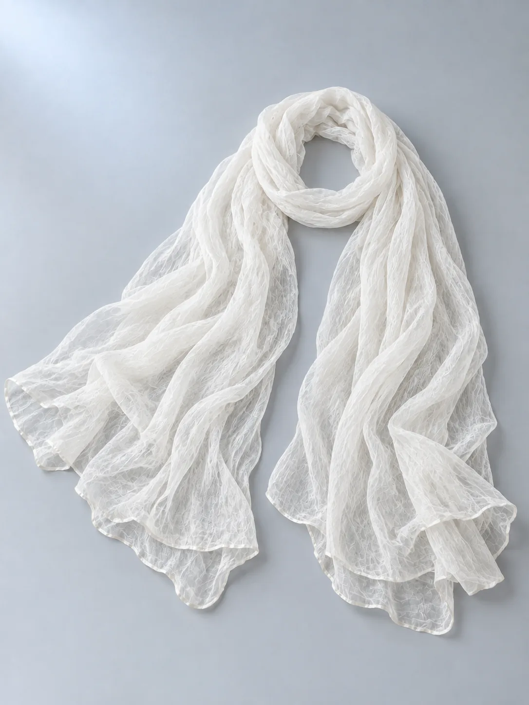 Crinkle Shoulder Wrap in Pearl, back view