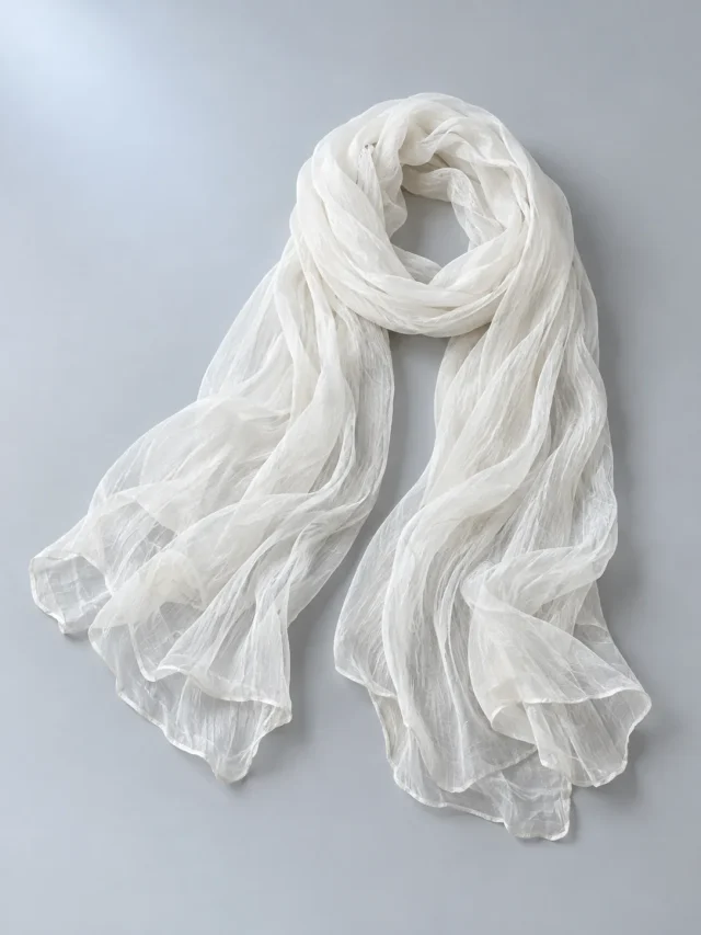 Crinkle Shoulder Wrap in Pearl, front view