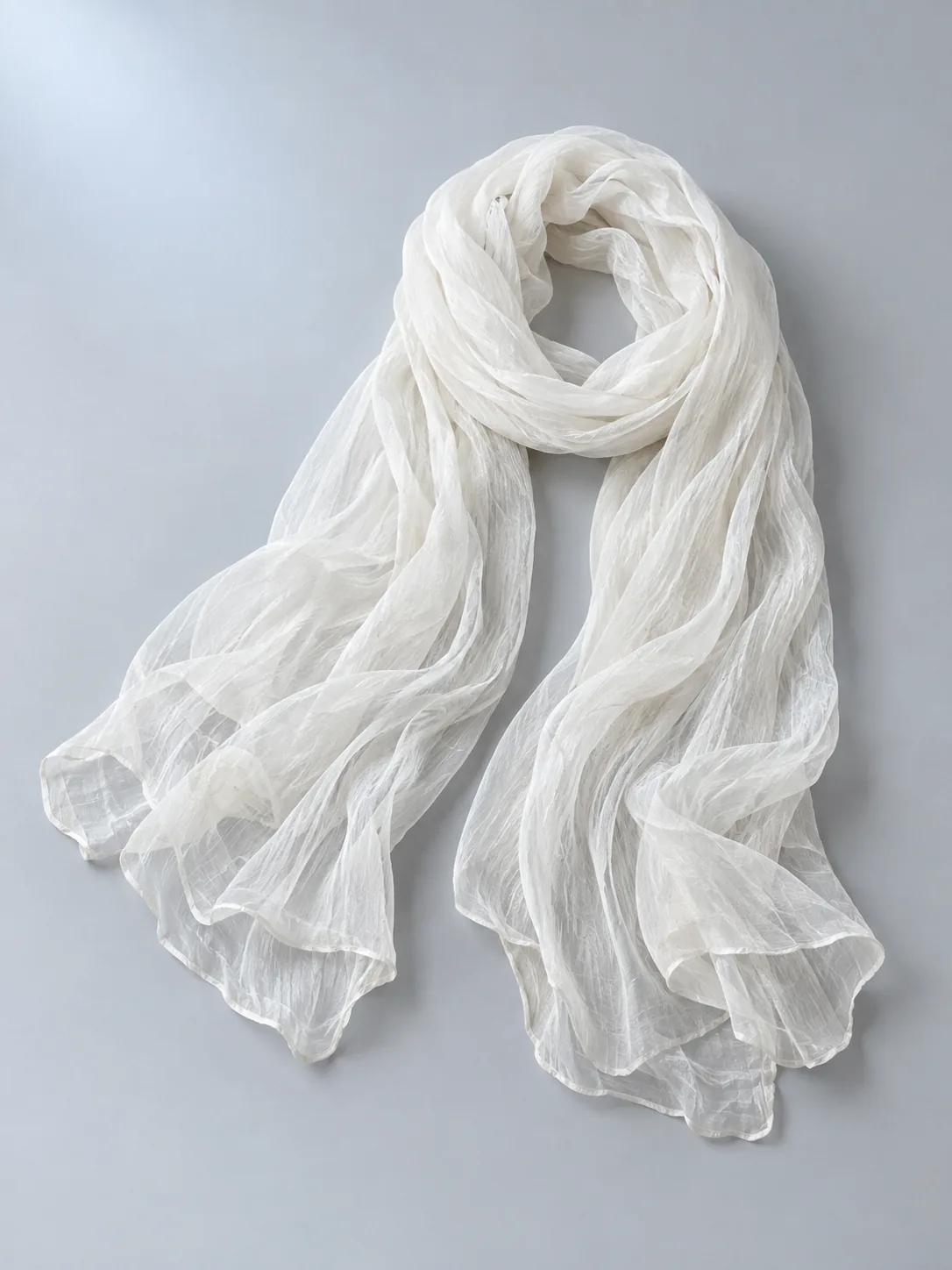 Crinkle Shoulder Wrap in Pearl, front view