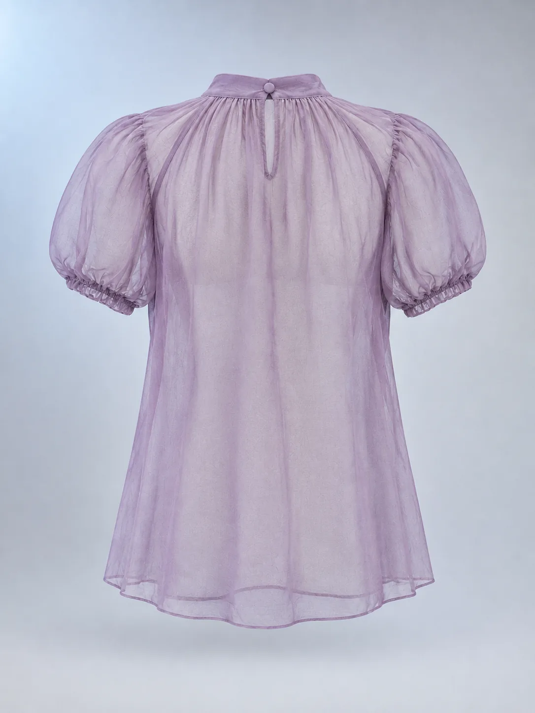 Drift Tie-Neck Shirt in Dusk Lilac, back view