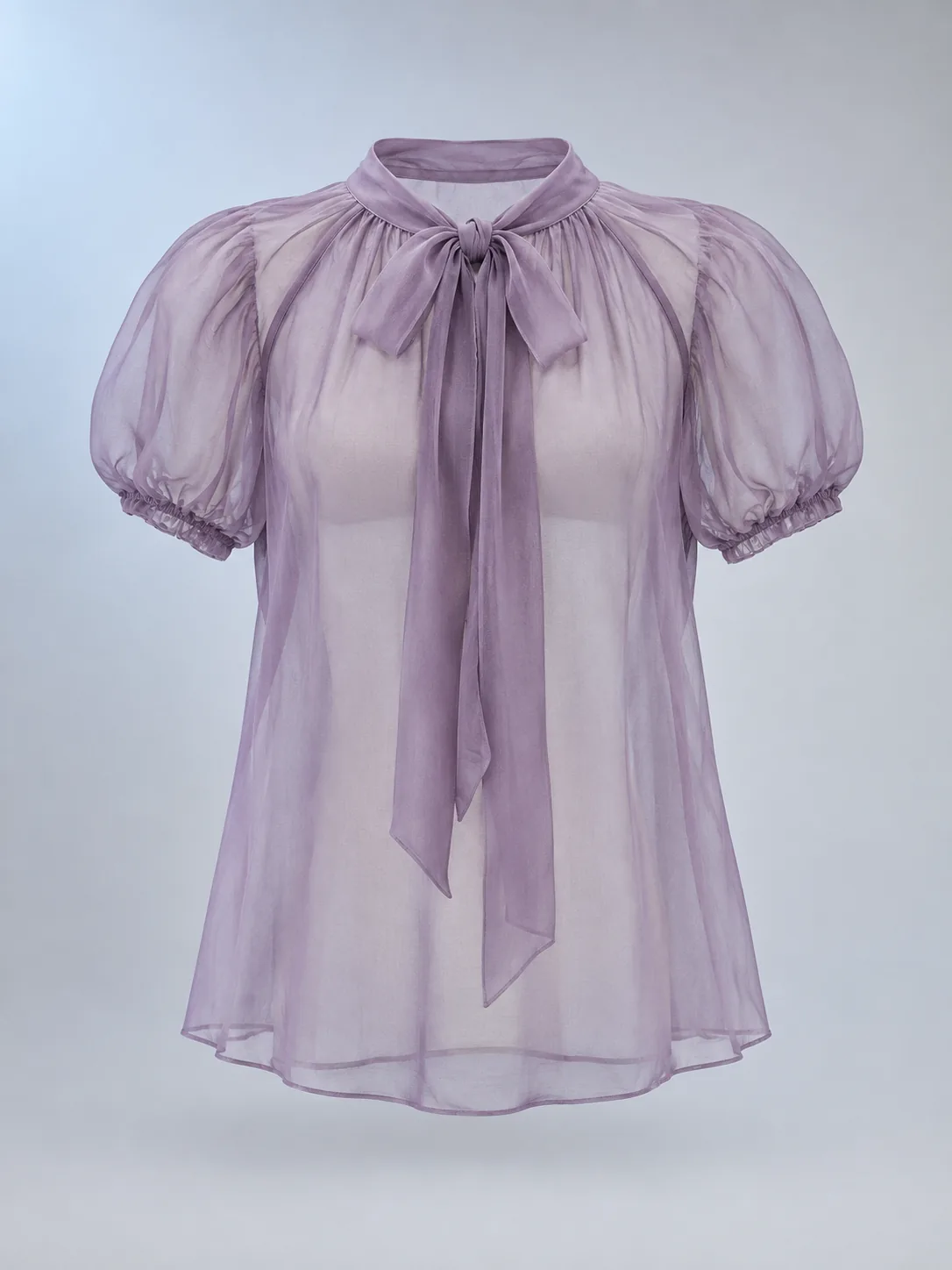 Drift Tie-Neck Shirt in Dusk Lilac, front view