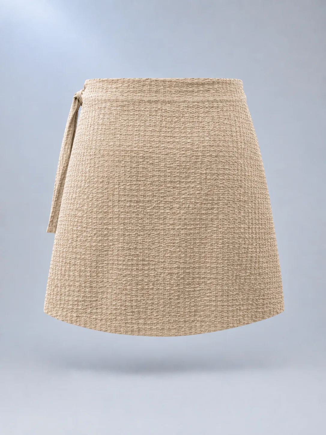 Dune Seersucker Wrap Skirt in Sand Pearl, back view