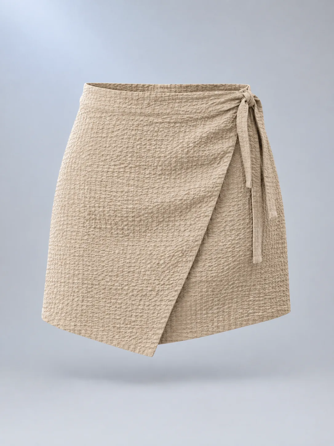 Dune Seersucker Wrap Skirt in Sand Pearl, front view