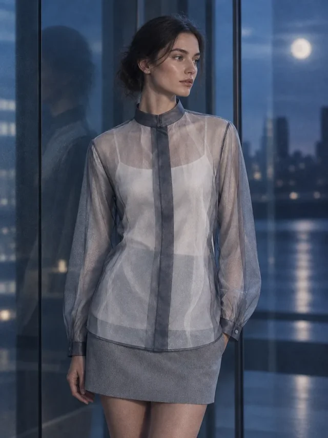 Eclipse Double-Layer Shirt in Graphite / Pearl, worn
