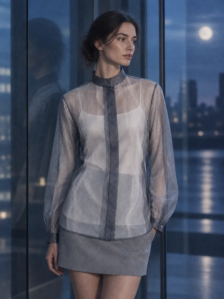 Eclipse Double-Layer Shirt in Graphite / Pearl, worn