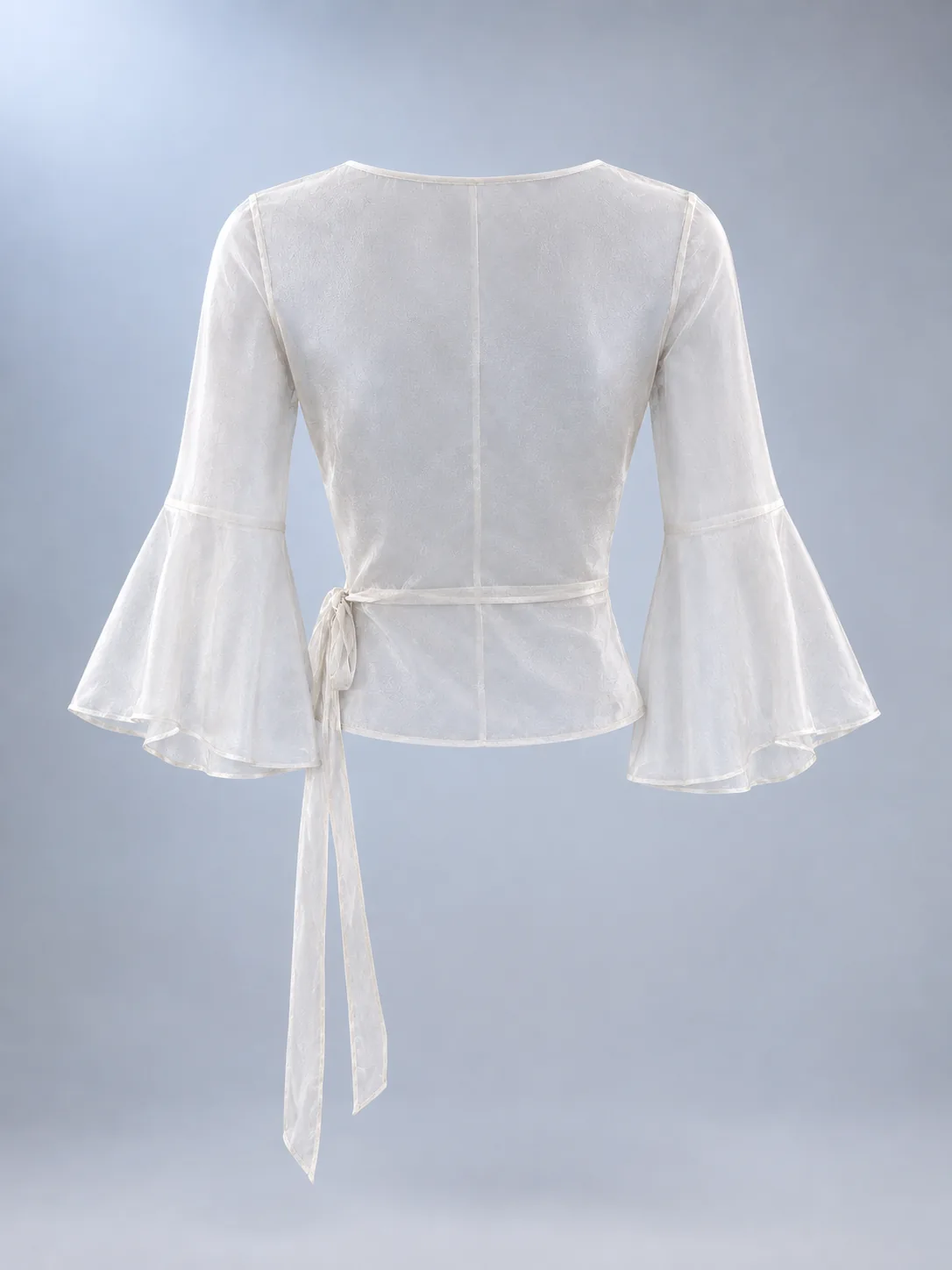 Halo Wrap Overshirt in Pearl White, back view