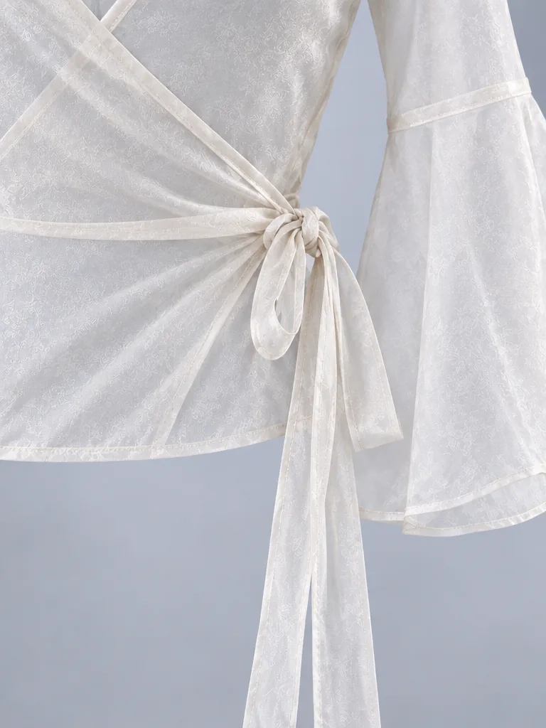 Halo Wrap Overshirt in Pearl White, detail