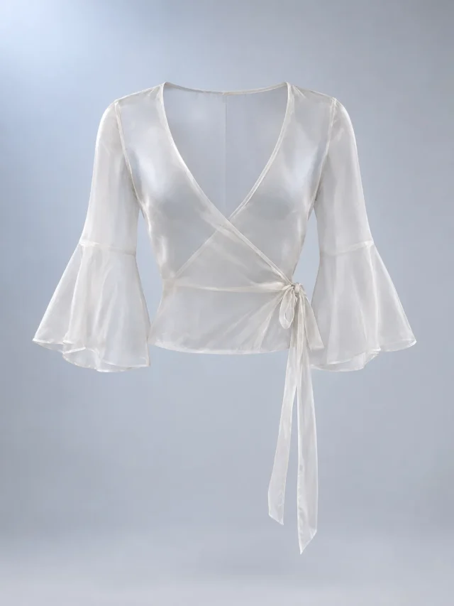 Halo Wrap Overshirt in Pearl White, front view