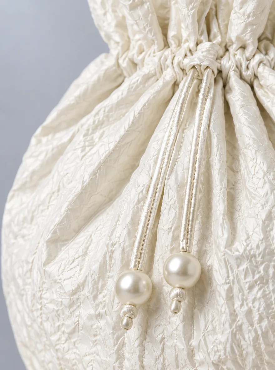 Lantern Bucket Bag in Pearl, detail