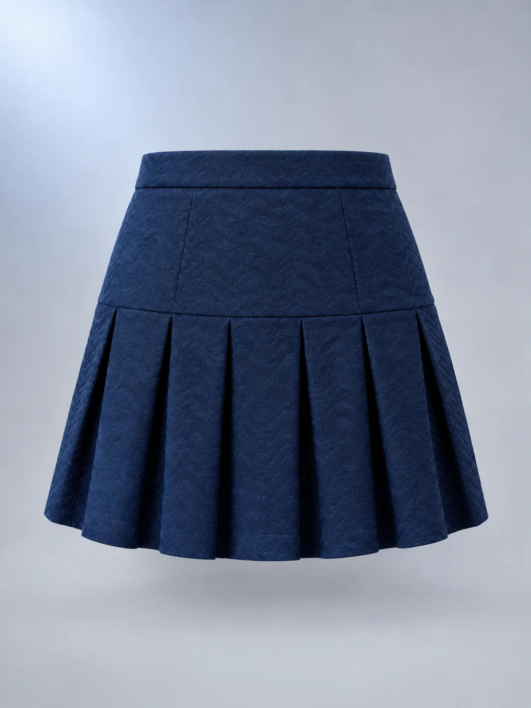 Lantern Pleat Skirt in Ink Blue, back view