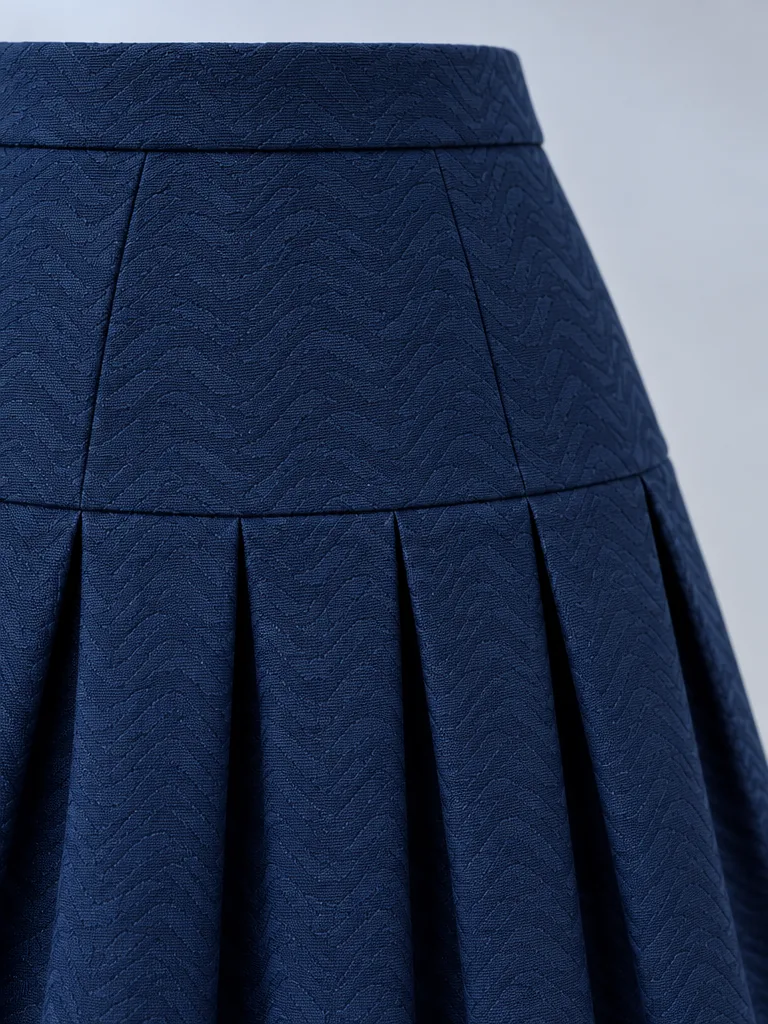 Lantern Pleat Skirt in Ink Blue, detail