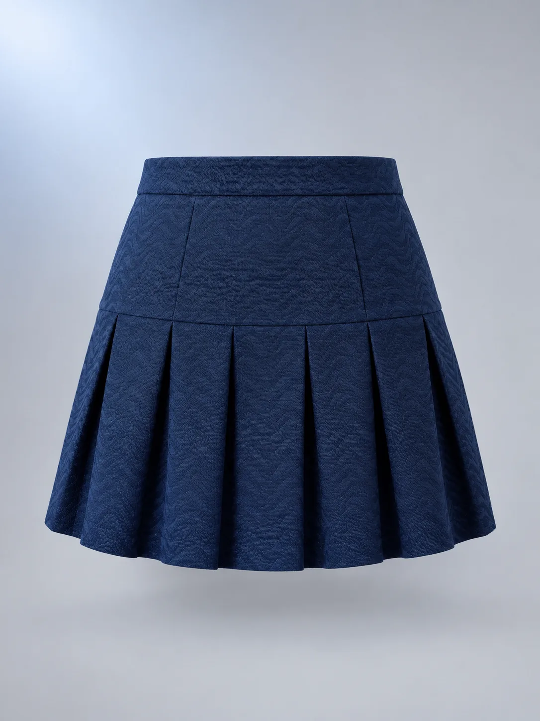 Lantern Pleat Skirt in Ink Blue, front view