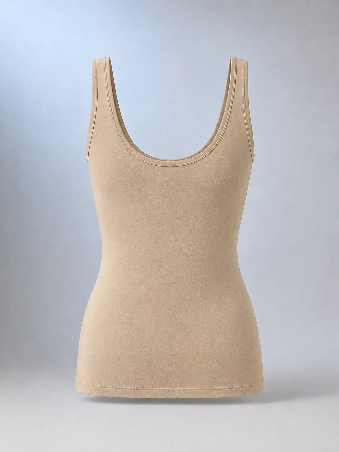 Longline Scoop Cami in Almond, back view