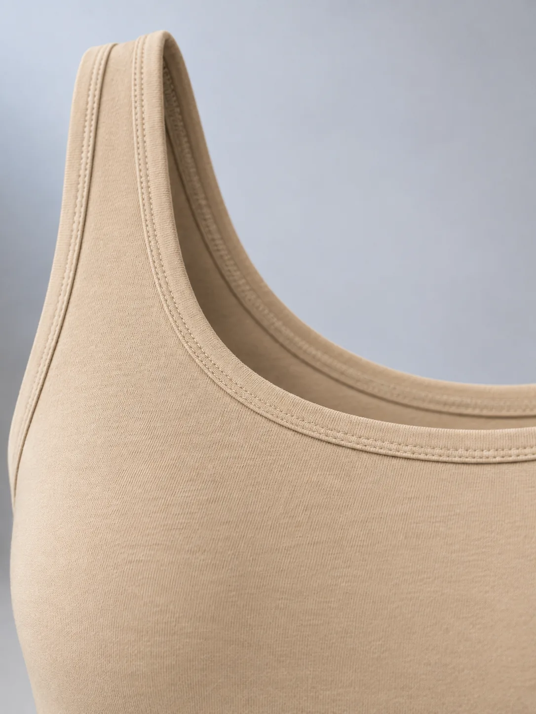Longline Scoop Cami in Almond, detail