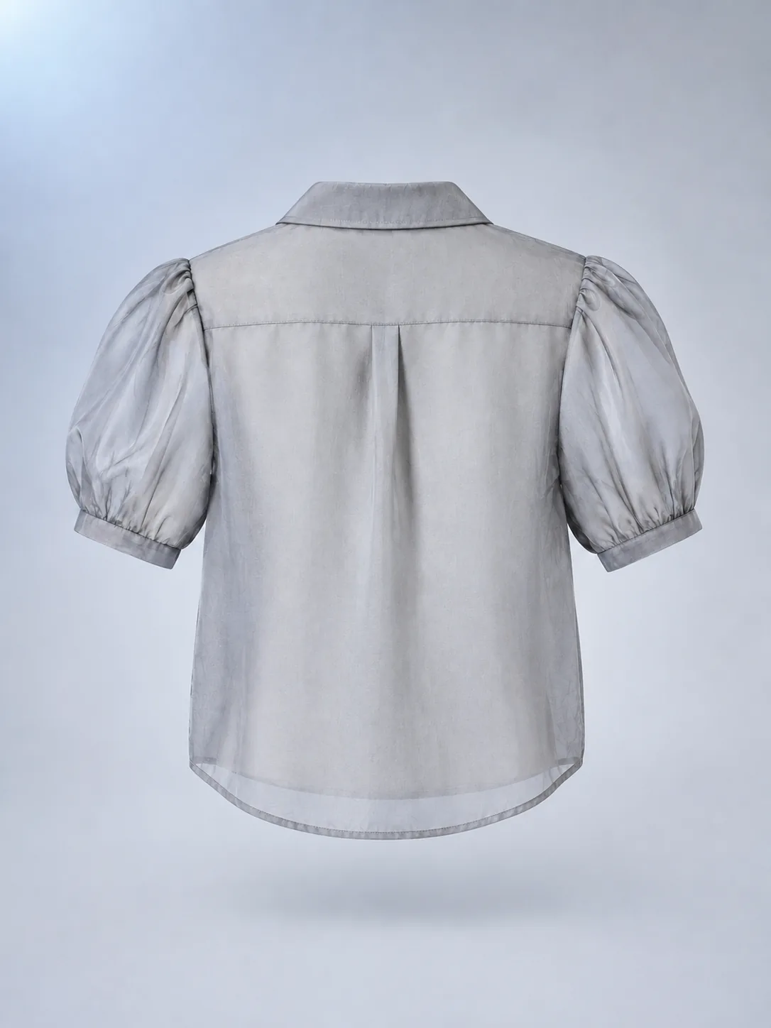 Lumen Crop Shirt in Moon Grey, back view