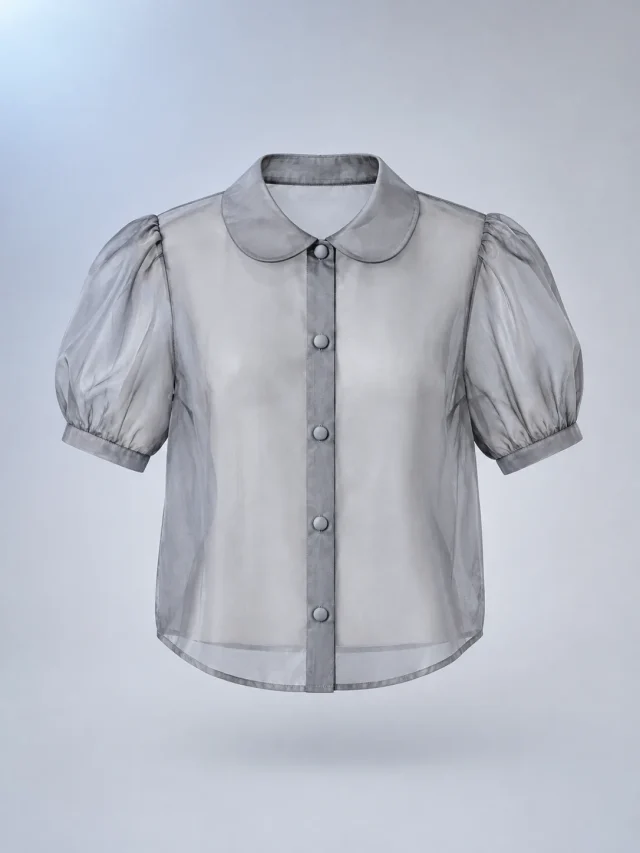 Lumen Crop Shirt in Moon Grey, front view