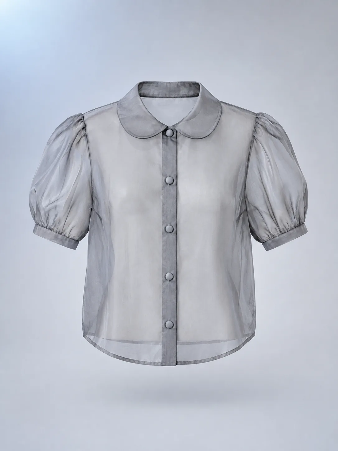 Lumen Crop Shirt in Moon Grey, front view
