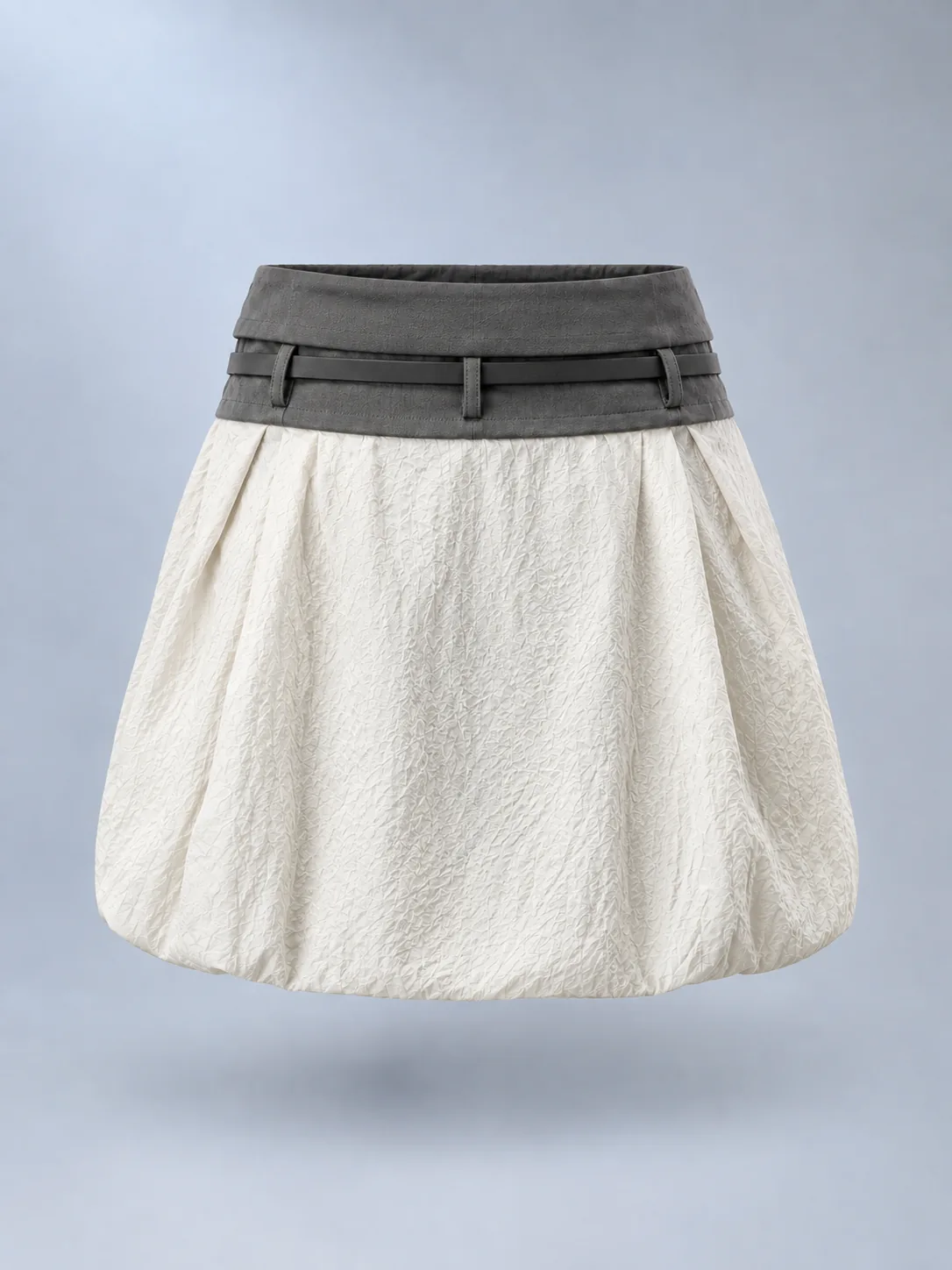 Lune Fold-Waist Skirt in Pearl / Graphite, back view