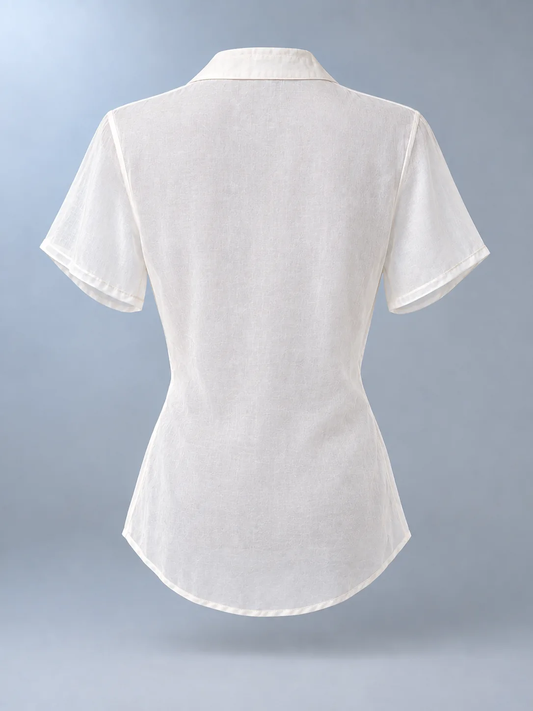 Mist Ruched Shirt in Pearl White, back view