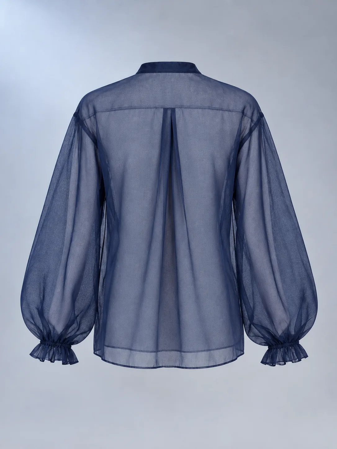 Nocturne Balloon-Sleeve Shirt in Ink Blue, back view