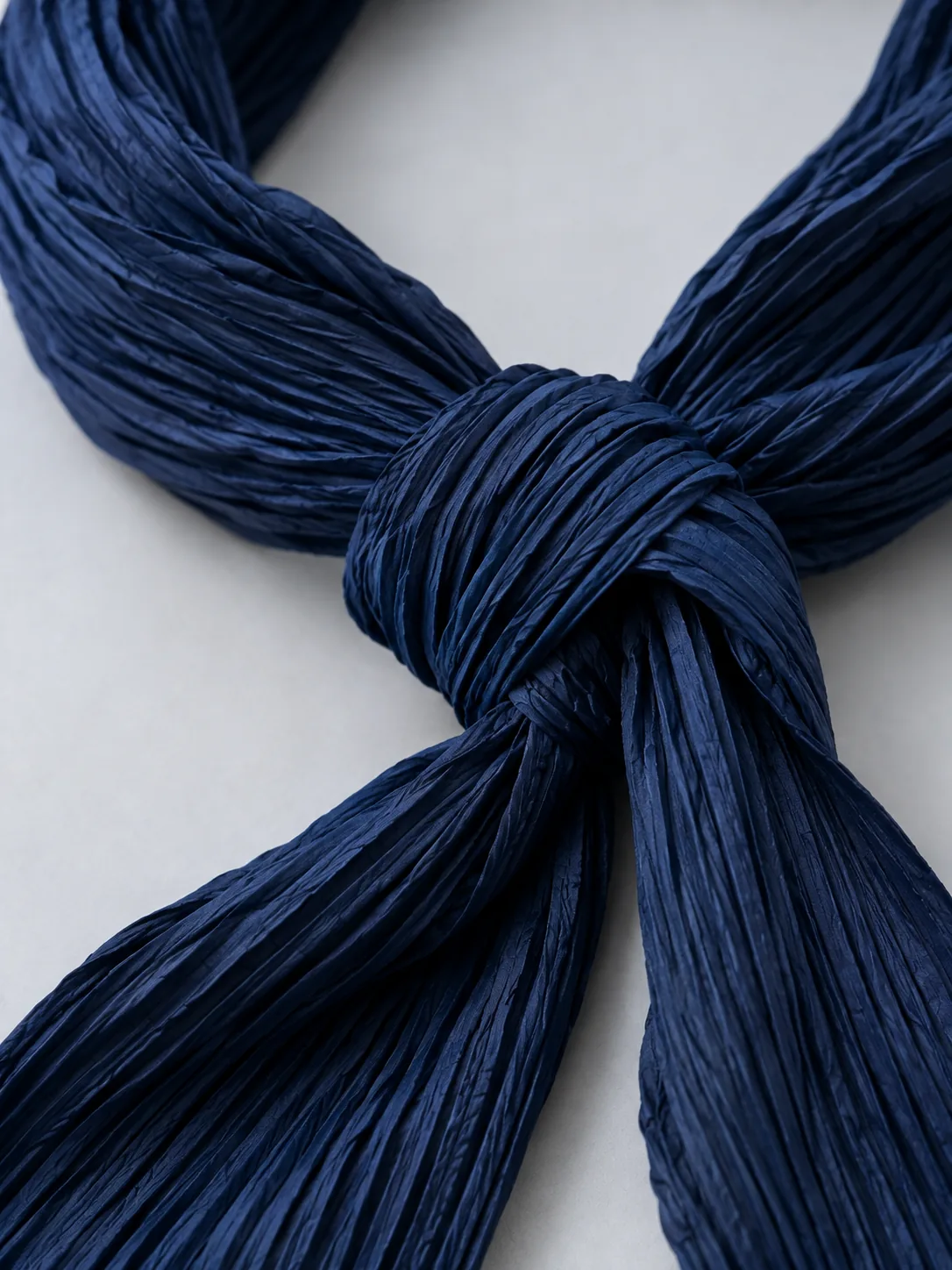 Pleated Neck Tie in Ink, detail