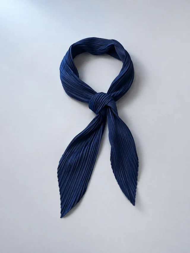 Pleated Neck Tie in Ink, front view