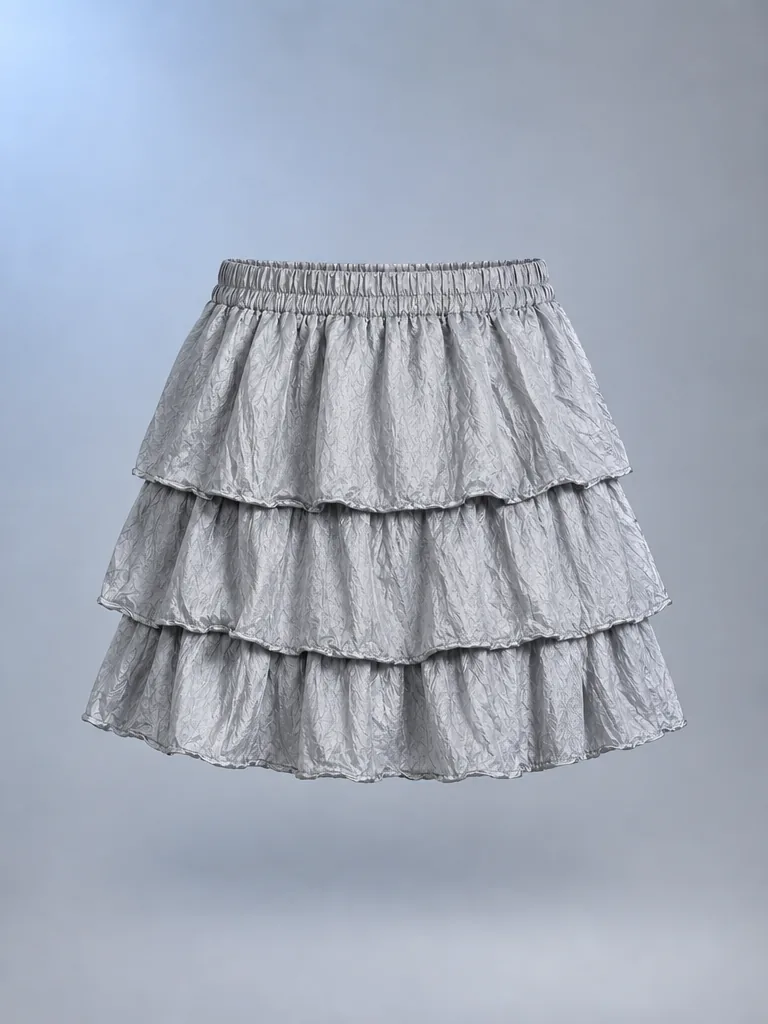 Ribbonwave Tier Skirt in Silver Mist, back view