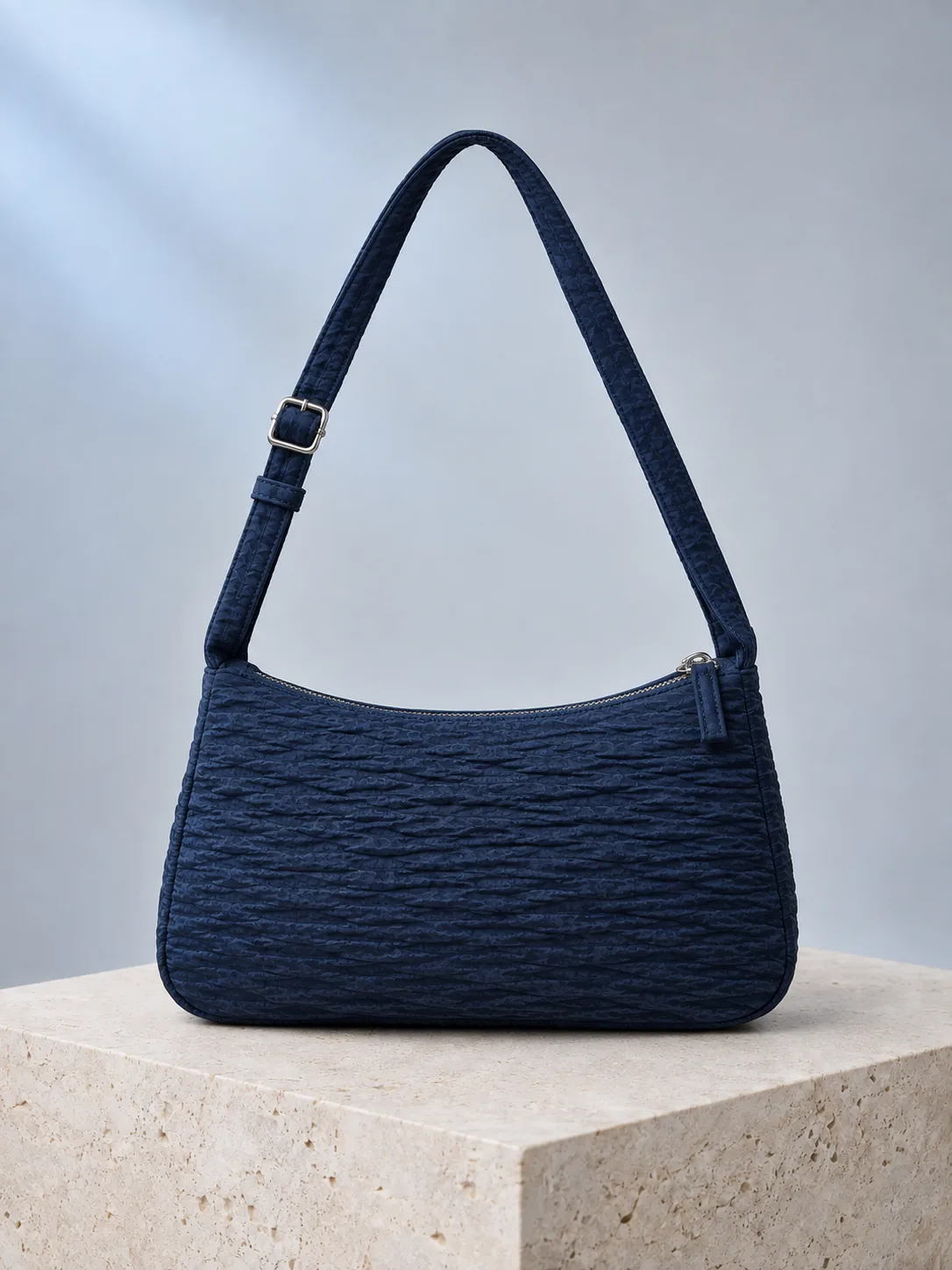 Ripple Baguette in Ink Blue, back view