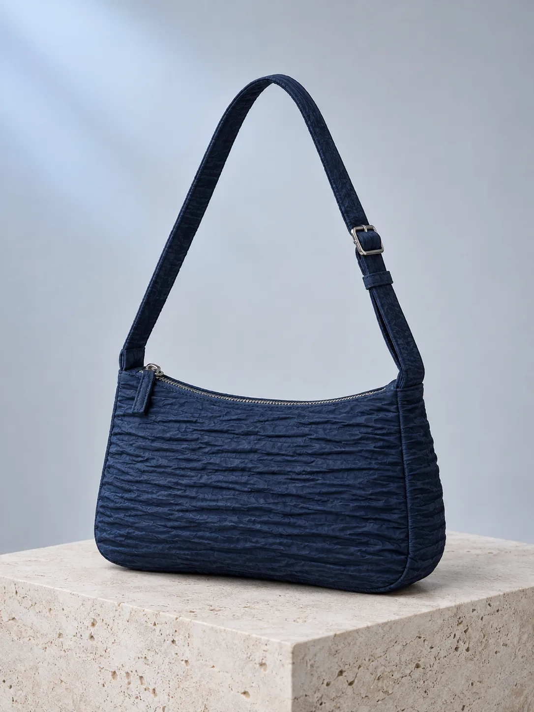 Ripple Baguette in Ink Blue, front view