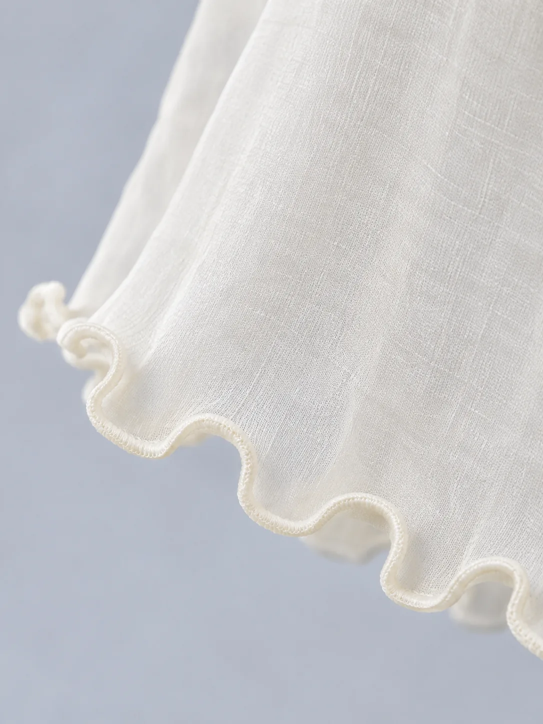 Ripple Hem Shirt in Soft Ivory, detail