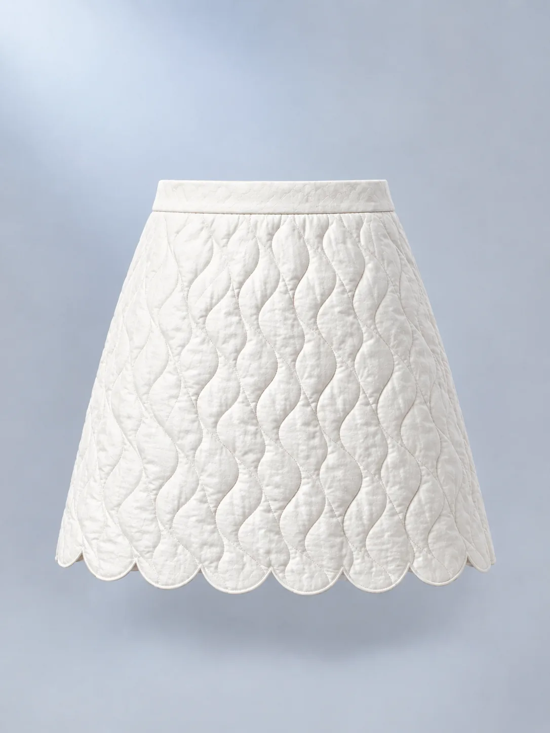 Shell Scallop Skirt in Pearl White, back view