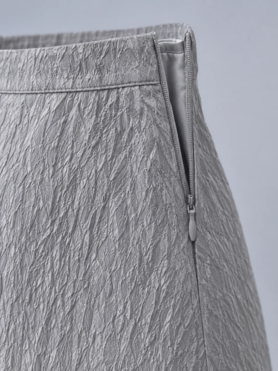 Tide Crinkle Mini Skirt in Moon Grey, detail