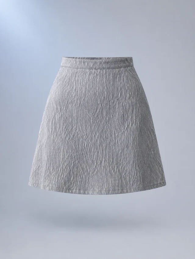 Tide Crinkle Mini Skirt in Moon Grey, front view