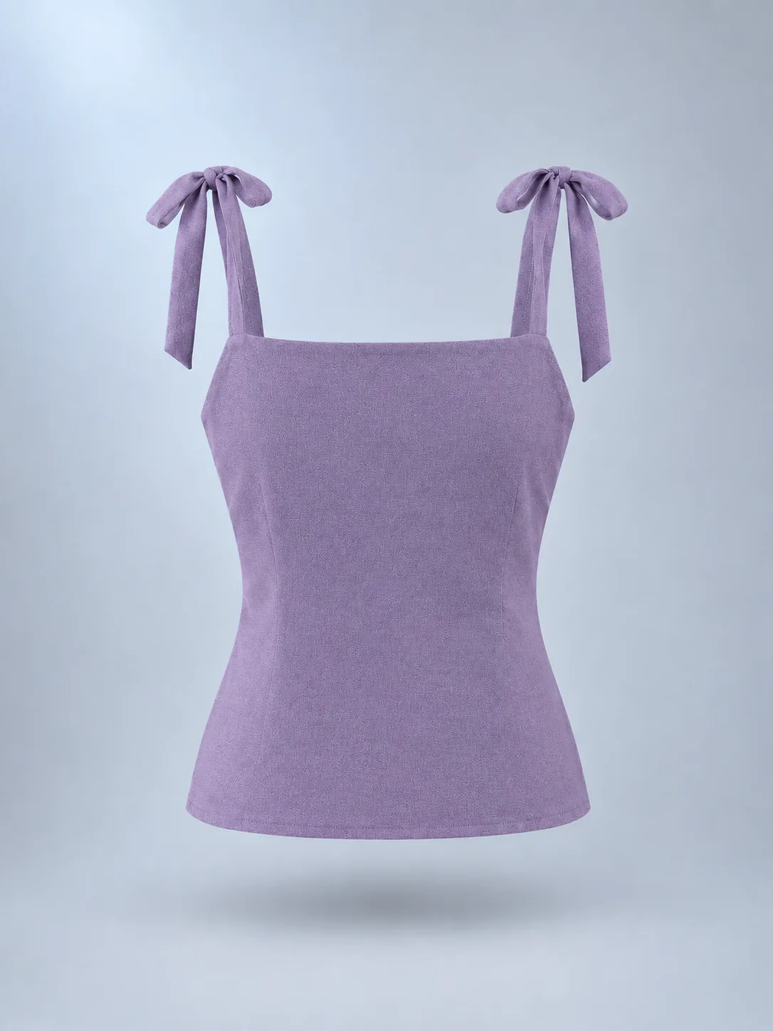 Tie-Shoulder Cami in Dusk Lilac, back view