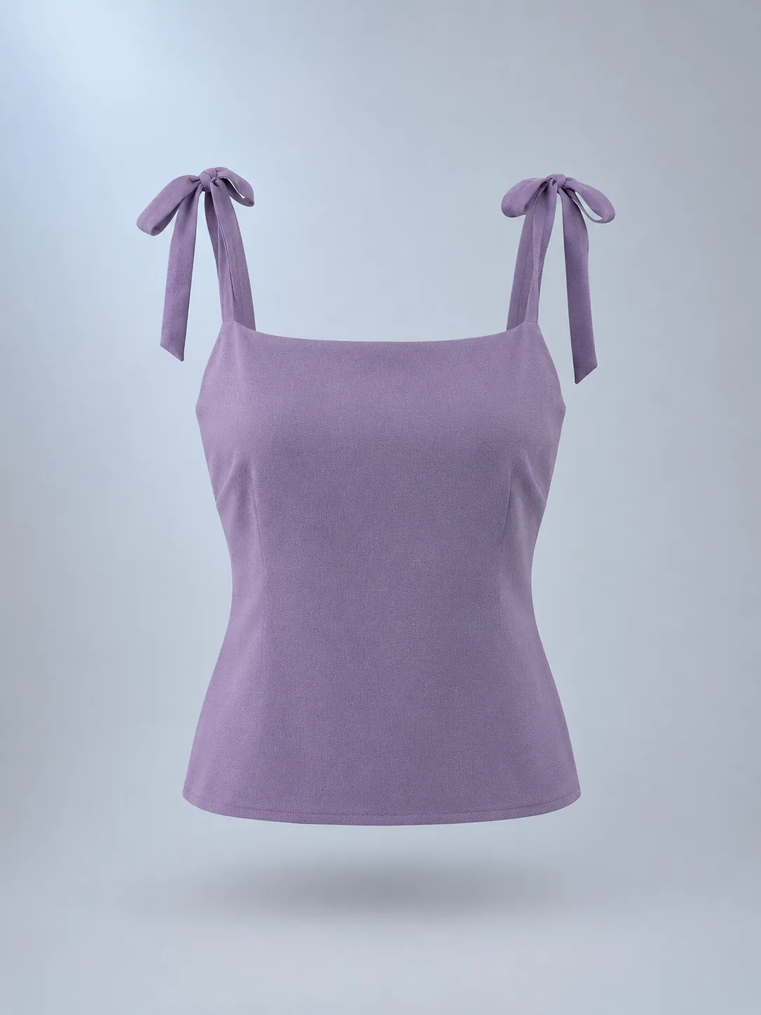 Tie-Shoulder Cami in Dusk Lilac, front view