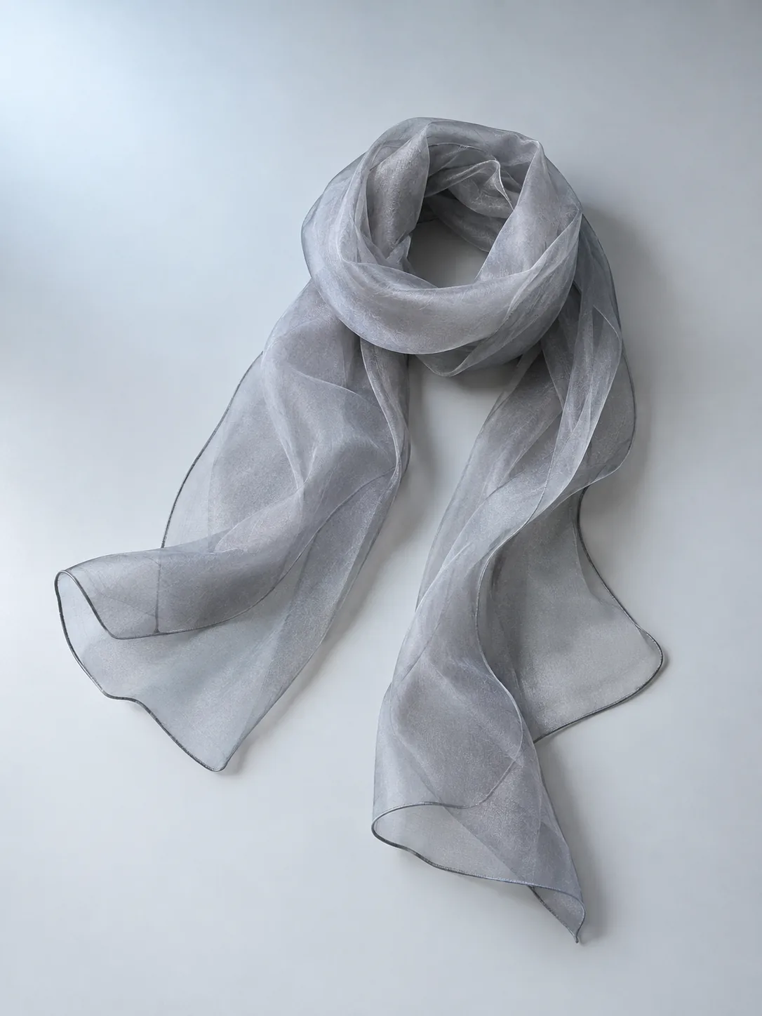 Veil Narrow Scarf in Moon Grey, front view