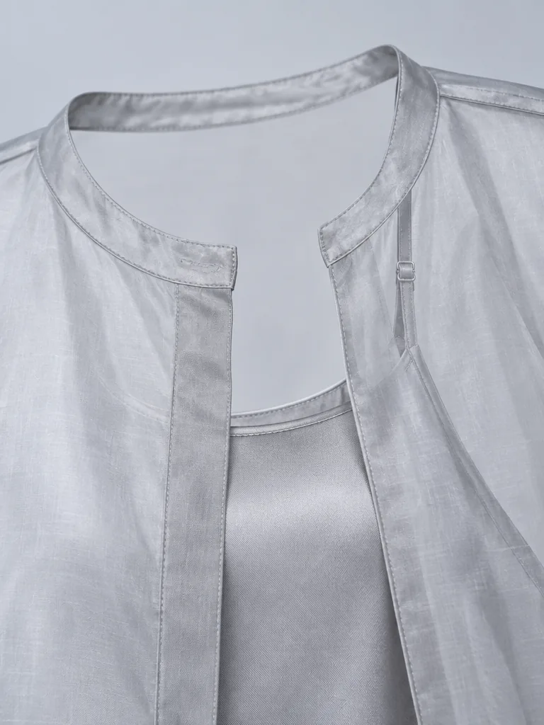 Veil Shirt & Cami Set in Moon Grey, detail