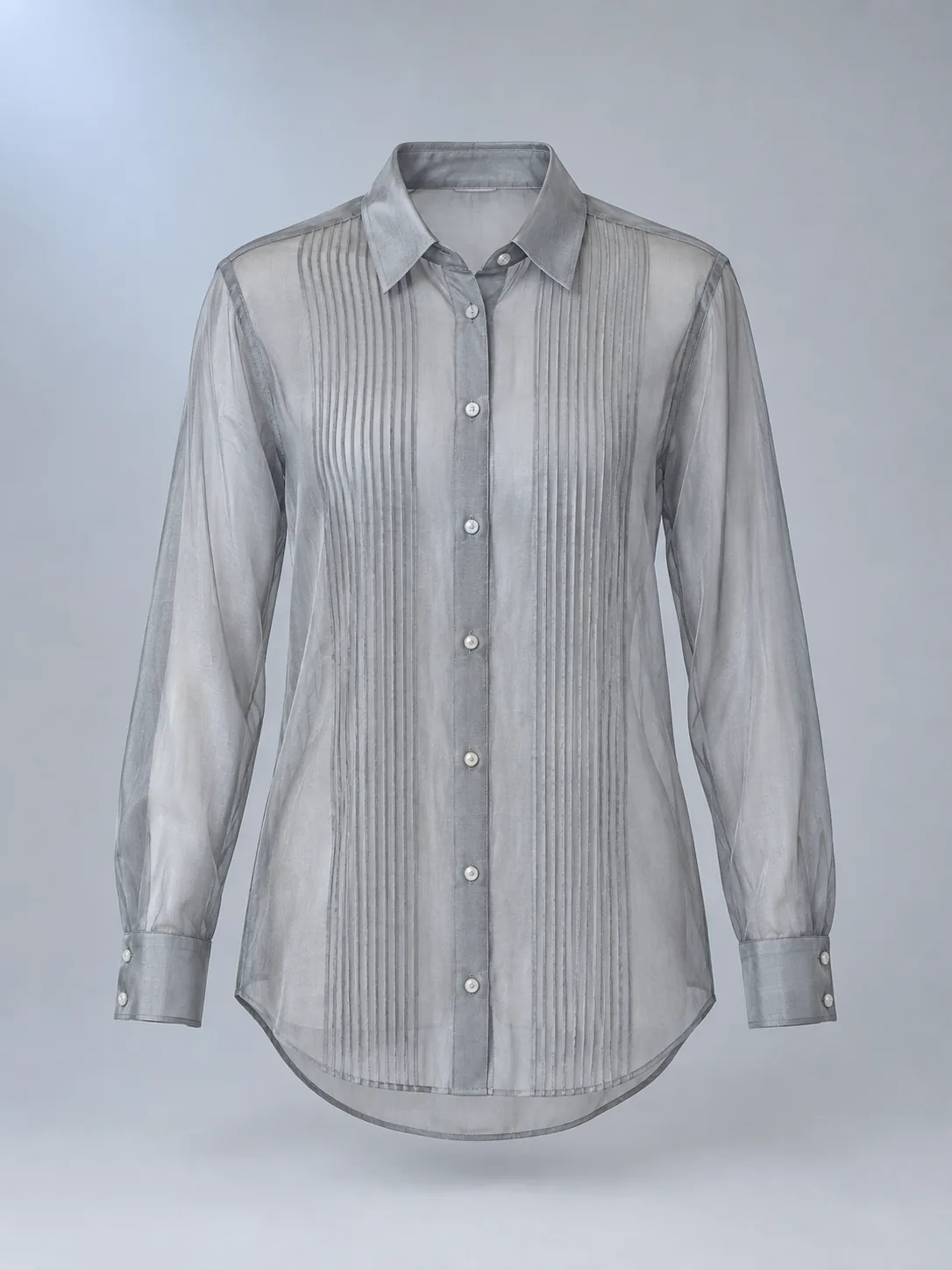 Vitrine Pintuck Shirt in Silver Mist, front view