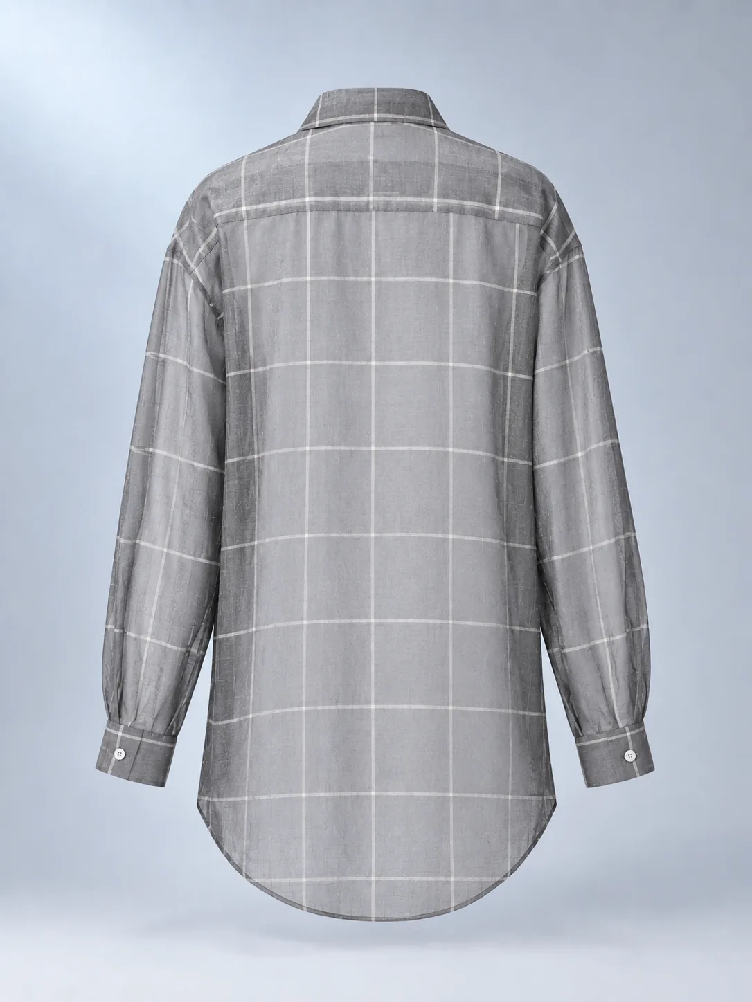 Windowpane Sheer Shirt in Smoke / Ivory, back view