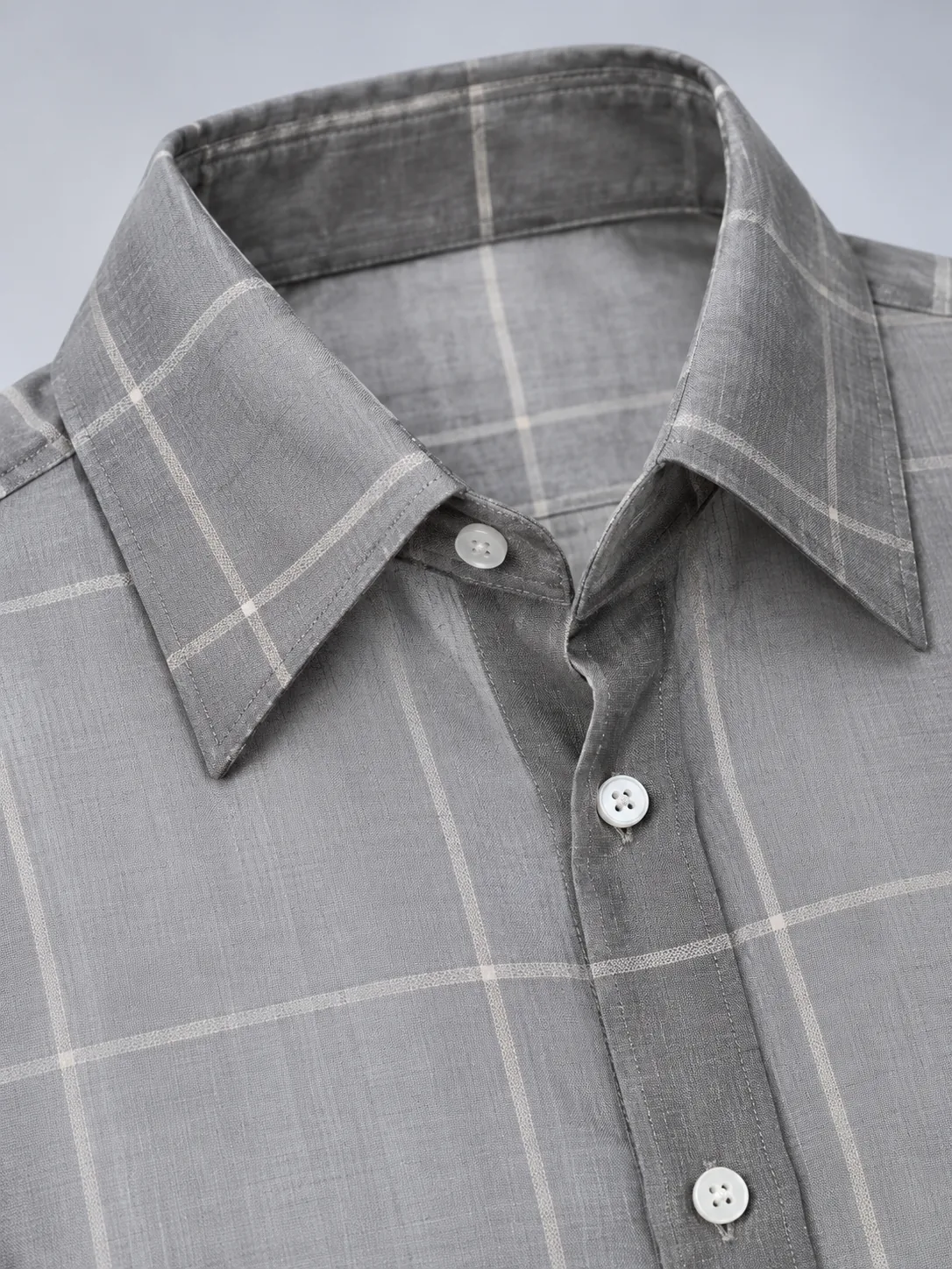 Windowpane Sheer Shirt in Smoke / Ivory, detail